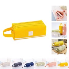 Double Zip Large Capacity Pencil Case Zipper Pen Bag School Stationery Storage
