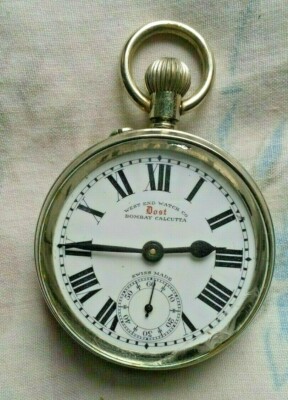 WEST END DOST B.C WINDING POCKET WATCH PORCELAIN DIAL VINTAGE