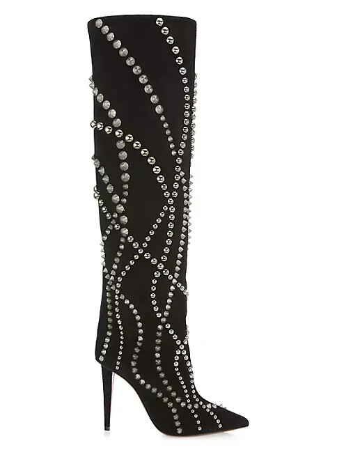 Christian Louboutin Astrilarge Red Sole Studded Suede Knee