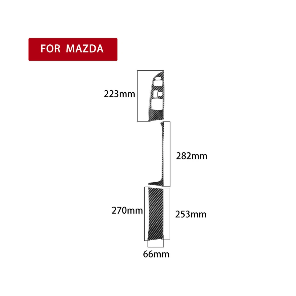 Cubierta de control de ventana lateral del conductor de vinilo de fibra de carbono para Mazda RX-8 2004-08 Foto 3 de 4