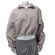 Fleece Half-Zip Cropped Pullover Sweatshirt Women's Size Large Relaxed Fit