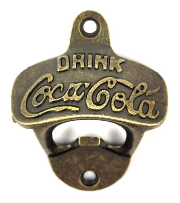 Drink Coca Cola Coke Wand Flaschenöffner Wandmontage USA Bottle Opener Messing