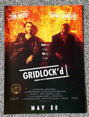 Vintage 1997 Magazine UK Advert Art Picture Gridlock'd Tupac Film Movie Ad 90's