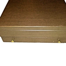 Flatware Wood Silverware Chest Box with Pullout Drawer. Green Felt Lined.