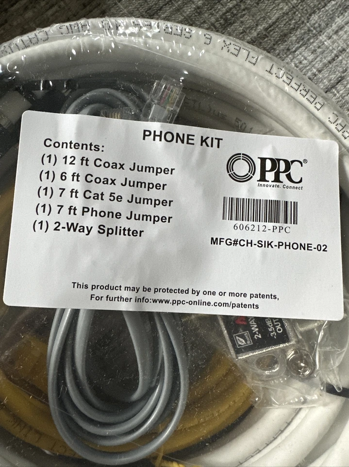 PPC Phone Kit, Coax, Cat 5e, Phone Jumper, 2-way Splitter #CH-SIK-PHONE-02 - Image 2 of 2