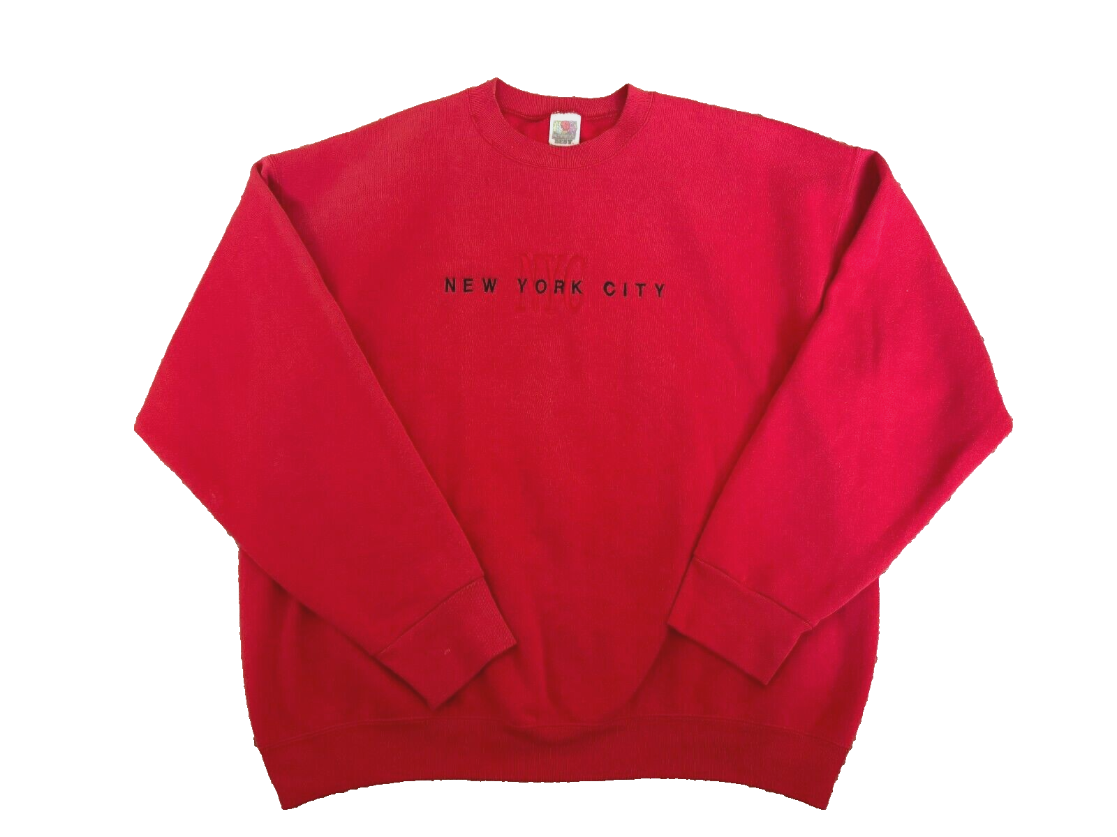 Vintage 90s NYC Sweatshirt XL Red Retro Y2K NY Logo