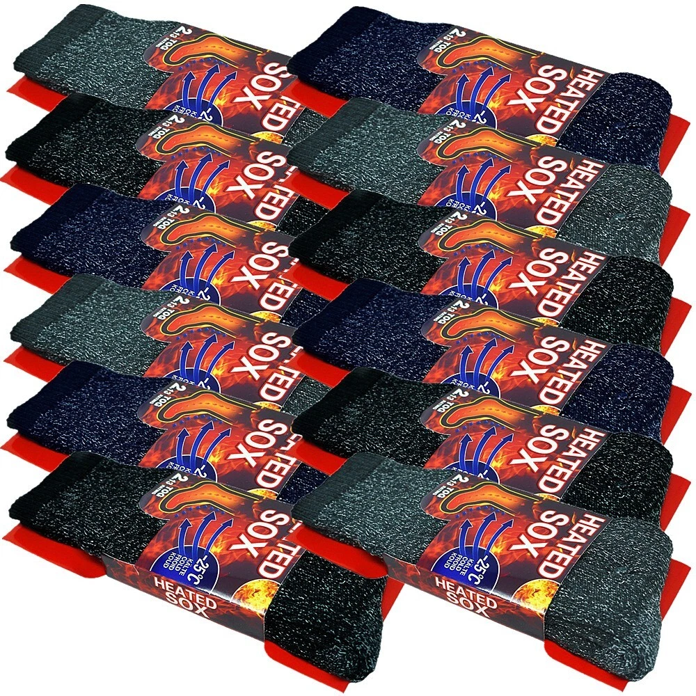 12 Pairs Mens Heavy Duty Winter Warm Thermal Heated Sox Boots Socks Size 10-13