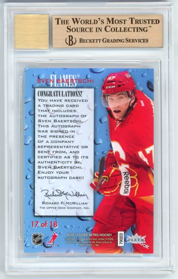 Sven Baertschi BGS 9.5 w 10 Auto: 2012-13 Fleer Retro Rookie Sensations POP 5 - Image 2 of 3