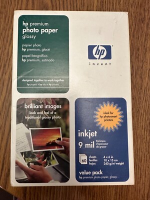 Hp premium photo paper glossy , 4x6 in