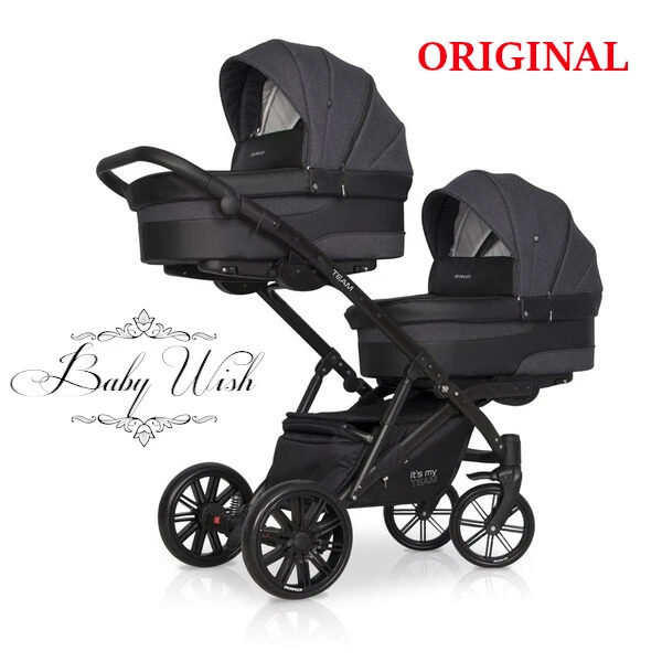 RIKO TEAM TWIN BABY PRAM 2in1 CARRYCOTS + PUSHCHAIRS + FREE EXTRAS! UK RETURN