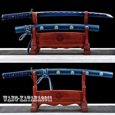 30''Sharp Blue Wakizashi Handmade 1060 Carbon Steel Japanese Samurai Sword Bohi