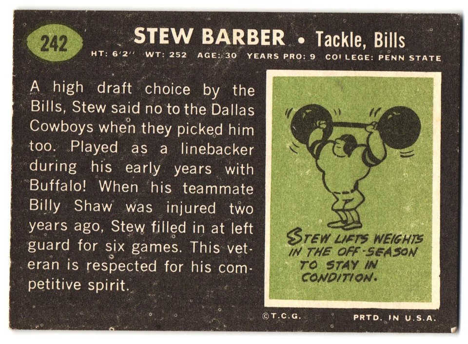stew-barber-1969-topps-nfl-card-242-ex-bills-b-ebay