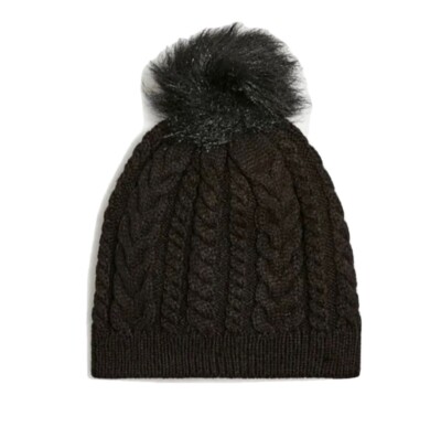 J.Crew Cable Pom Pom Beanie Hat Black | eBay
