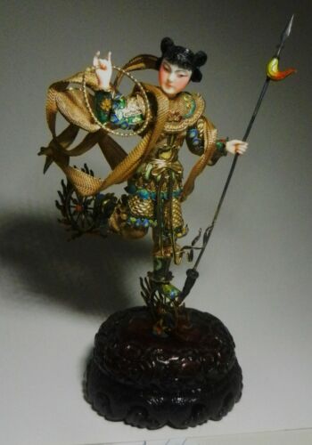 SELTENE chinesische emaillierte GENERALDAME Figur Silber Vermeil filigran figural - 10 Zoll - Bild 2 von 12