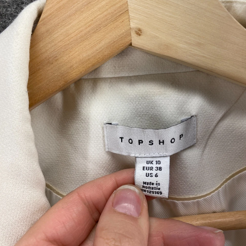 Blazer Topshop Mujer 6 Blanco Cuello Abotonado Manga Larga Forrado Calce Clásico Foto 3 de 4