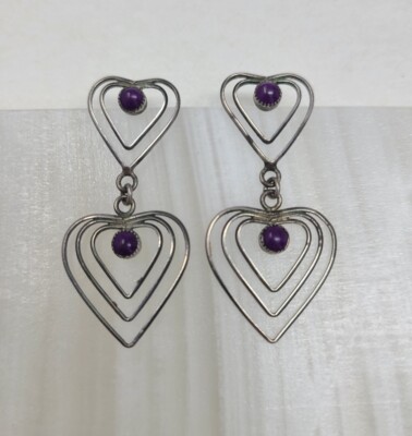 Sterling Silber 925 Ohrringe Modernist Design Liebe Herz Handarbeit