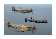 Hurricane Mk II Lancaster Mk 1 & Spitfire A4 photograph poster choice of frame