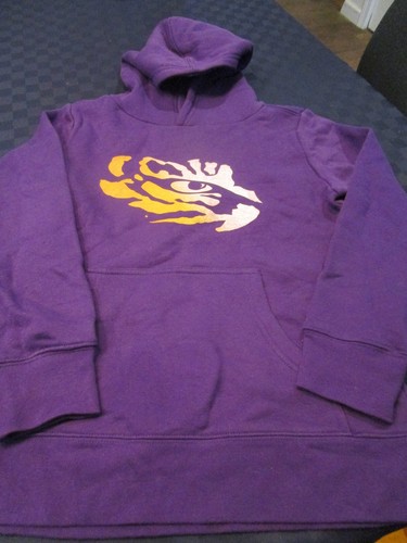 NEW LSU LOUISIANA STATE TIGERS YOUTH HOODED SWEATSHIRT PURPLE SMALL