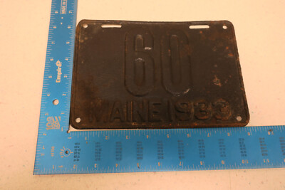 1933 33 MAINE ME LICENSE PLATE TAG #60 - LOW TWO DIGIT NUMBER RARE