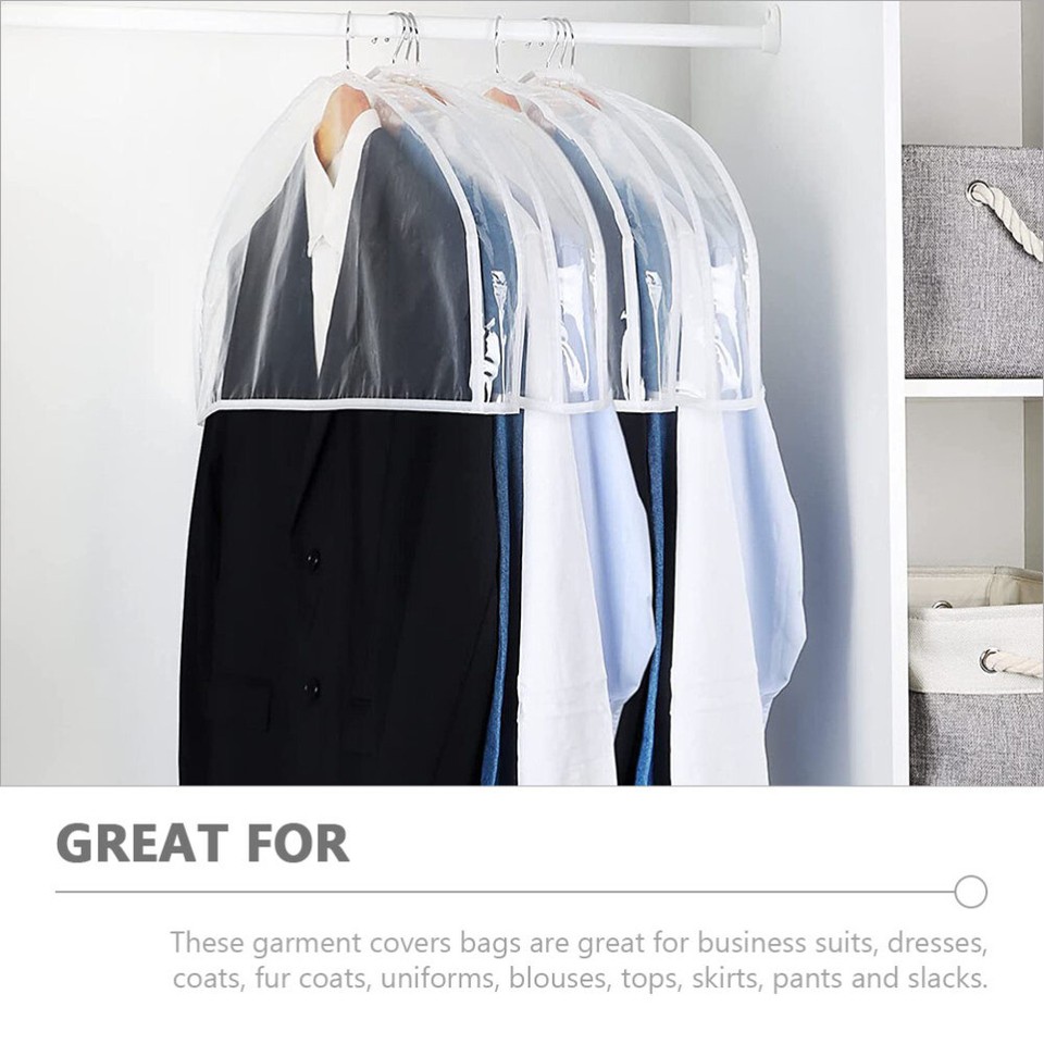 6 Pcs Clear Plastic Shoulder Covers Gusseted Hanger Clothing