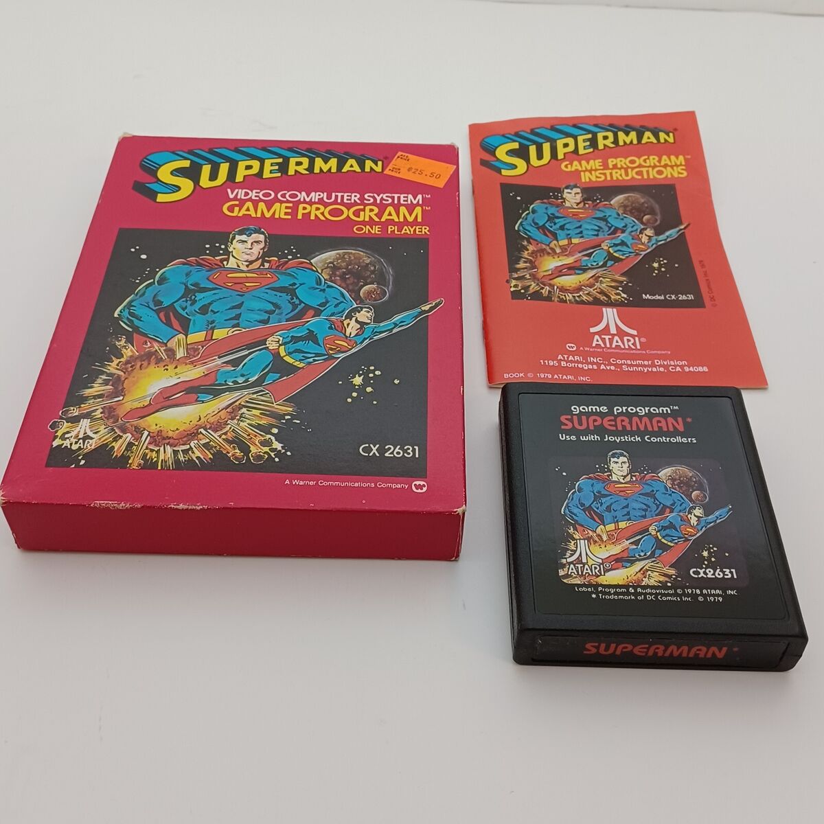 Vtg Atari 2600 Superman 1979 Video Game Program Cartridge Vtg Atari 2600 Superman 1979 Video Game Program Cartridge