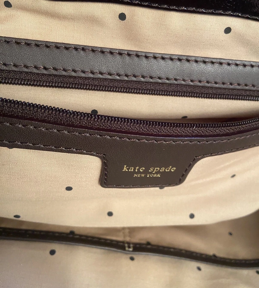 Bolso Kate Spade, marrón charol genuino asa superior Foto 3 de 4