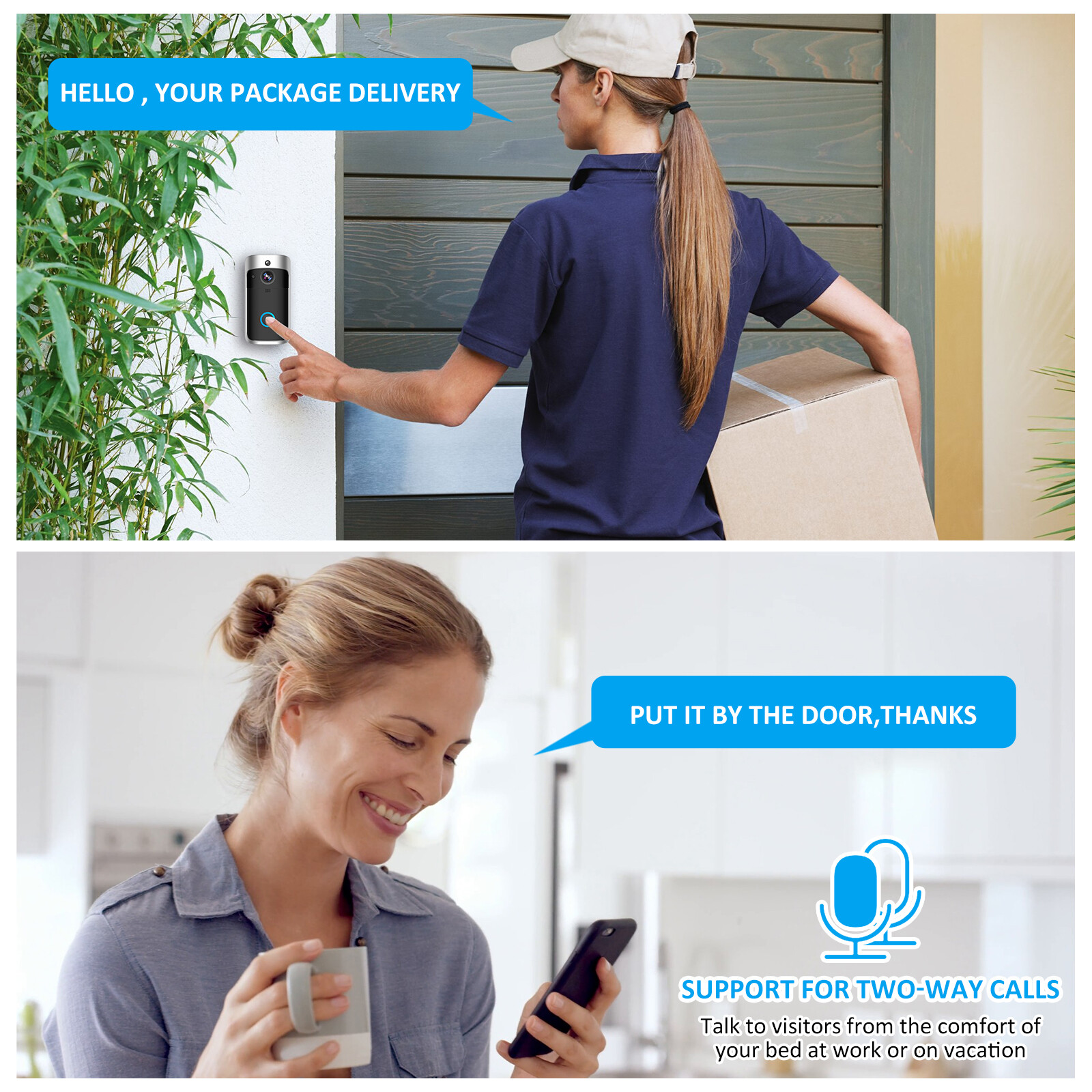 Wireless Video Doorbell Camera Smart Ring Door Bell WiFi Security