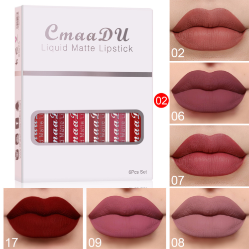6 Boxes Of Matte Non-stick Cup Waterproof Lipstick Long Lasting Lip - Afbeelding 1 van 12