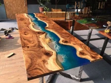 Ocean Epoxy Resin Dining Table Top, Epoxy Counter Table Top, Furniture Decor Top