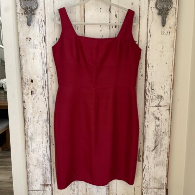 August Silk Sz 14 Woman's Red Silk Sheath Sleeveless Cocktail Party Formal Dress