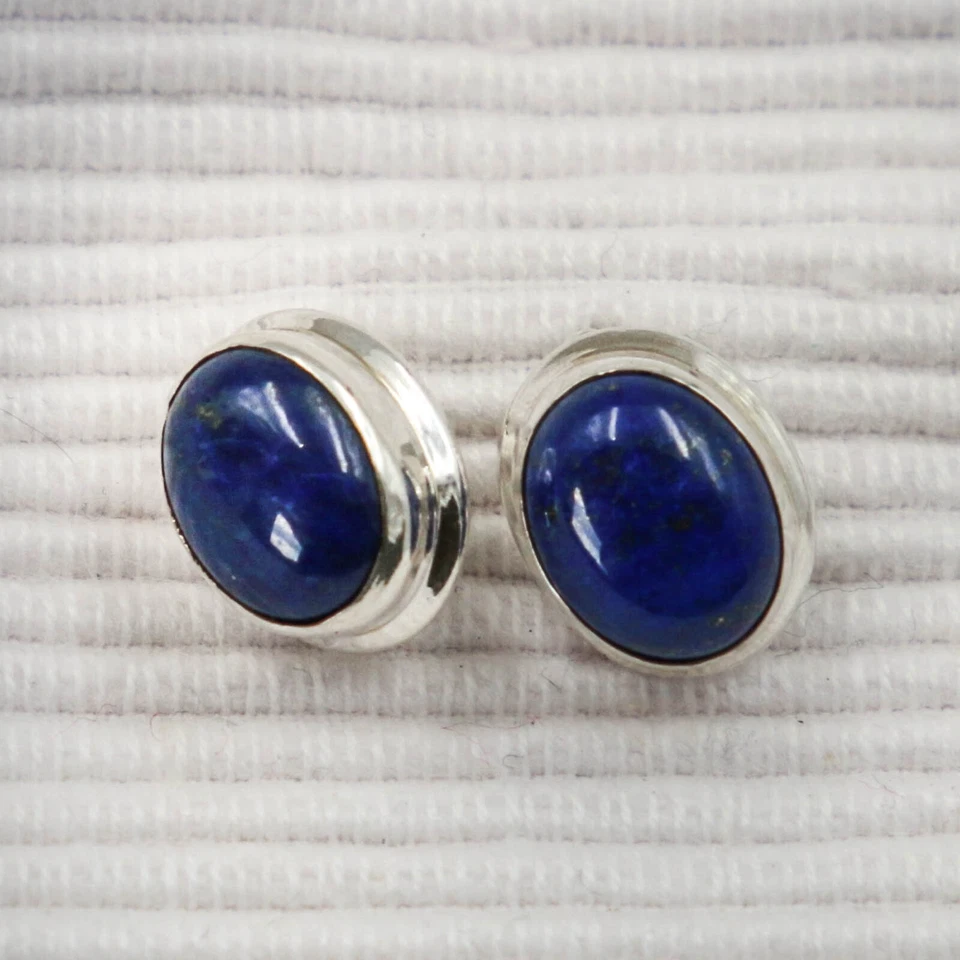 Lapislazzuli Orecchini A Farfalla IN Argento Sterling 925 Blu Cabochon K - Immagine 2 di 4