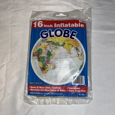 16” PVC Inflatable Blow Up World Globe Earth Ball Map Beach Geography Toy Sealed