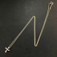 TIFFANY&CO. Silver 925 Tear Drop Cross Pendant Necklace/ 61