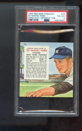 Ed Whitey Ford [Hand Cut Without Tab] #16 1954 Red Man Tobacco card