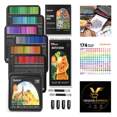 Shuttle Art 174 Buntstifte Set mit Malbuch Skizzenbuch DIY Blatt