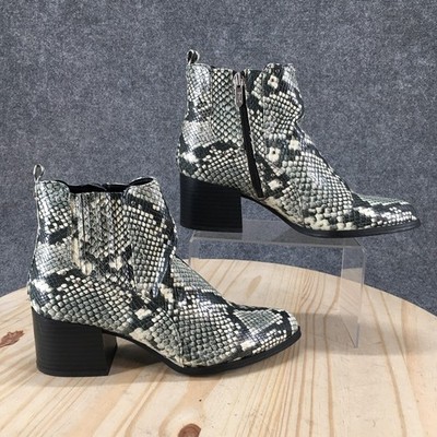 Sam Edelman Ankle Boots Women 8.5M Gray Snake Print Jenna Block Heel Side Zip