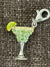 925 Sterling Silver Charm Bag Purse Jewelry Bracelet Margarita Glass Peridot