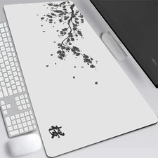 Japan Cherry Blossom XXL Mouse Pad   Gray Sakura Gaming Desk Mat Anime Style 
