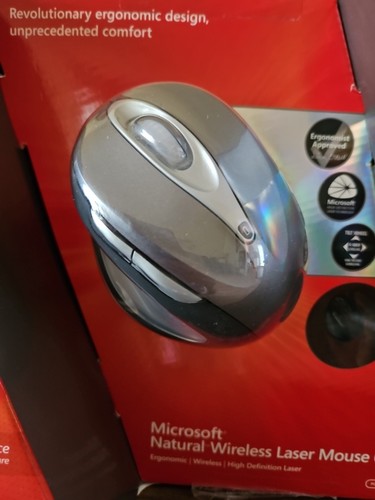 Microsoft 1083 Natural Wireless Laser Mouse 6000 - Metallic Gray Open Box Unused - Afbeelding 8 van 8