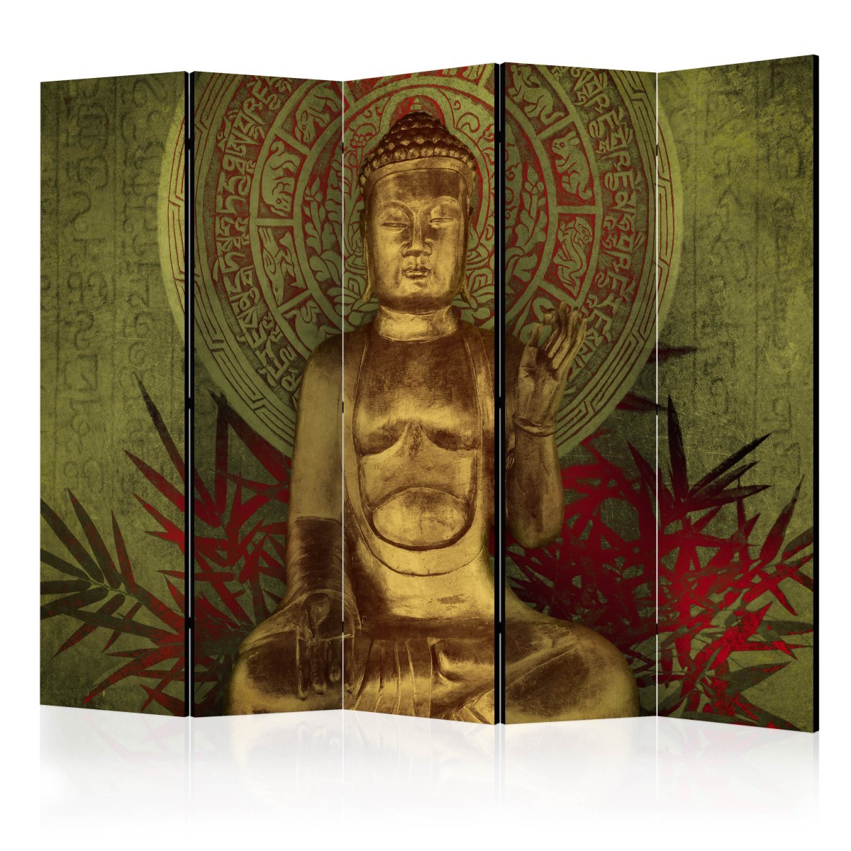 Paravent 5 volets Golden Buddha pour une ambiance salon zen