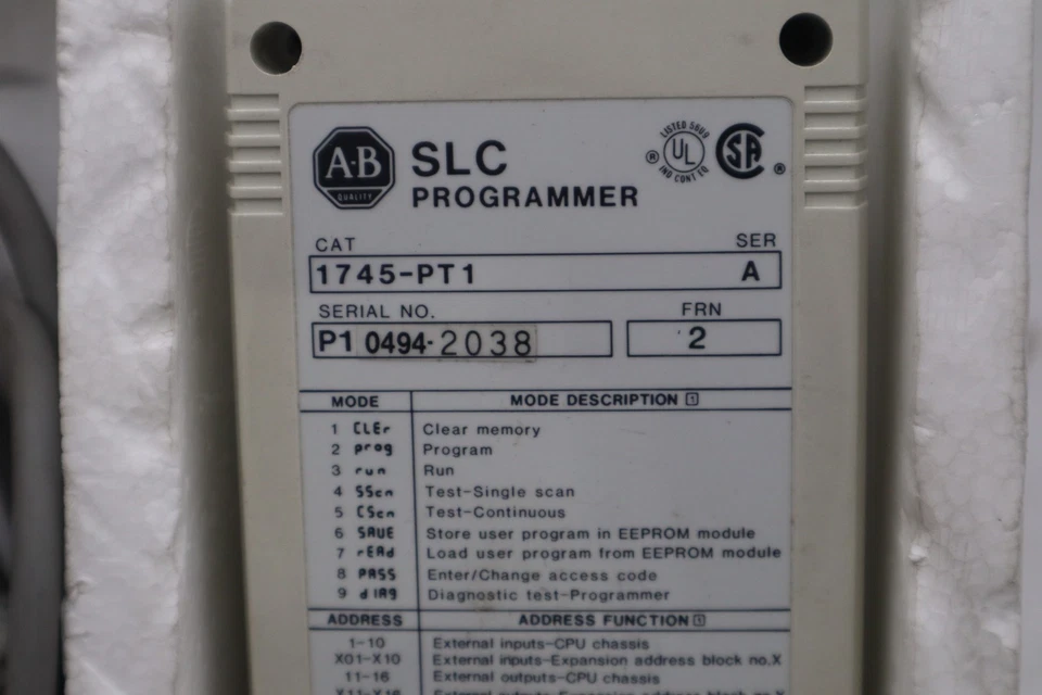NUEVO PROGRAMADOR DE MANO ALLEN BRADLEY 1745-PT1 SER.A STOCK 1408CC Foto 3 de 3