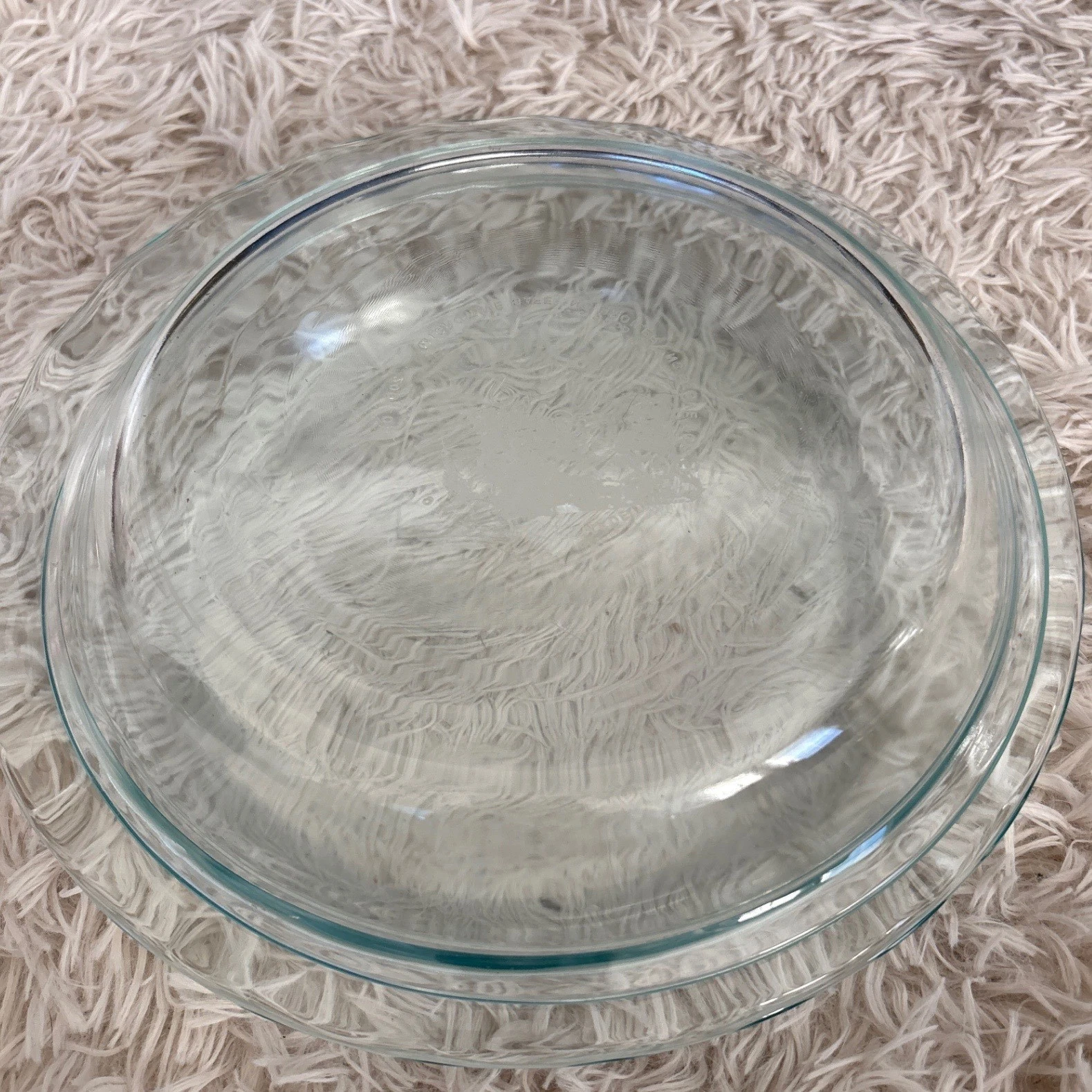 Vintage Pyrex Clear Glass Pie Plate 9.5 Inch Fluted Edge Oven Safe Dish W/ Lid