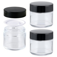 2oz Jars with Lids, HOA Kinh 3 Pack Clear Glass Jars with Lids Empty Cosmetic...