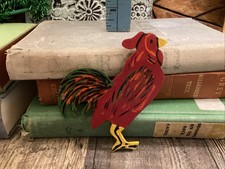 Hand Painted Figural Chicken Rooster Farmhouse Country Brooch Pin Large Crazy Y
