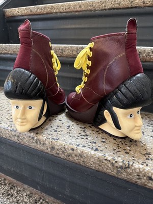 Irregular Choice Unique ELVIS Heart Break Lace-up Platform Music Boots Size 38