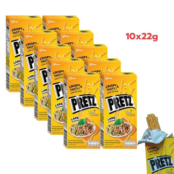 Auténticos palos de galleta de larba Glico Pretz de bocadillo tailandés 22 g 10 cajas