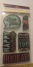 Recollections Chalkboard Cling Stamps Set 5pc Love You Happy Birthday Hooray NEW