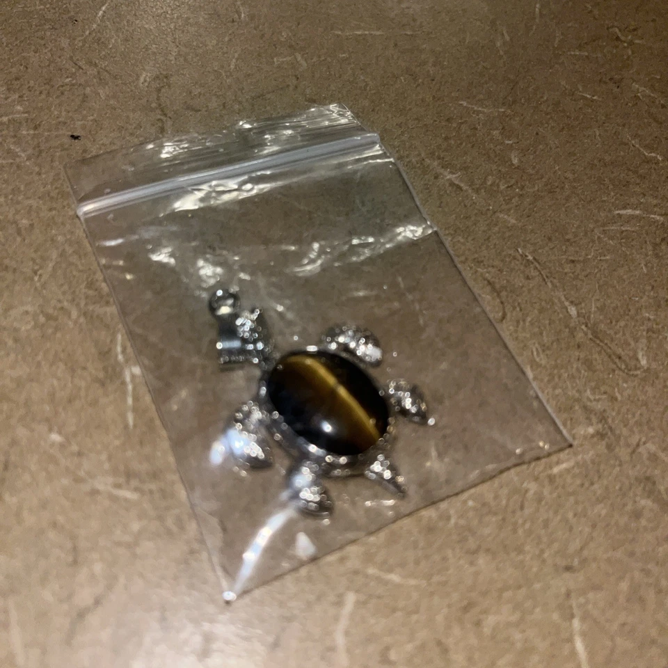 Collar colgante de piedras preciosas naturales tortuga gemas místicas Foto 2 de 4