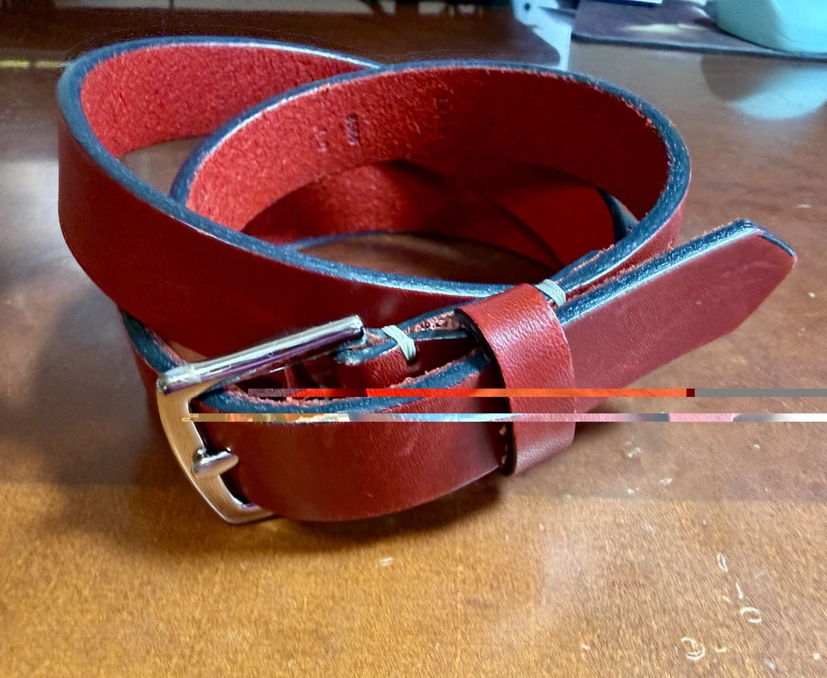Coach Red White Stripe Coach Creed Tab Leather Belt Size Medium Coach Red Signature Buckle Reversible Belt 38mm main image 4