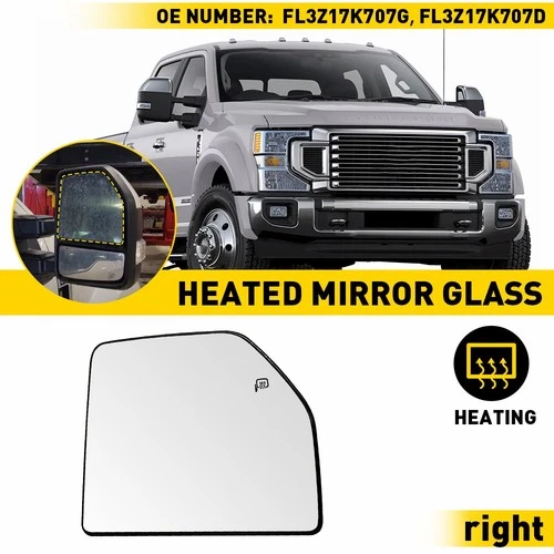 Mirror Glass Upper Side Passenger Heated Right for 2017-2022 FORD F350 SD F250
